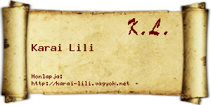 Karai Lili névjegykártya